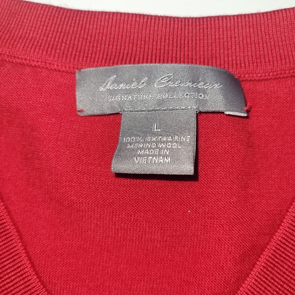 Daniel Cremieux Men's Large red vneck vest morino wool - Picture 3 of 12